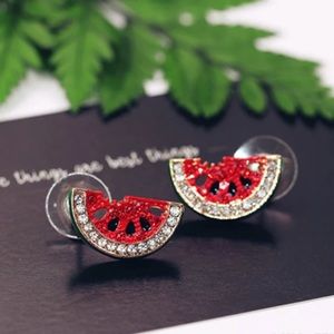 3/$30 Cute Watermelon Rhinestones Earrings Stud
